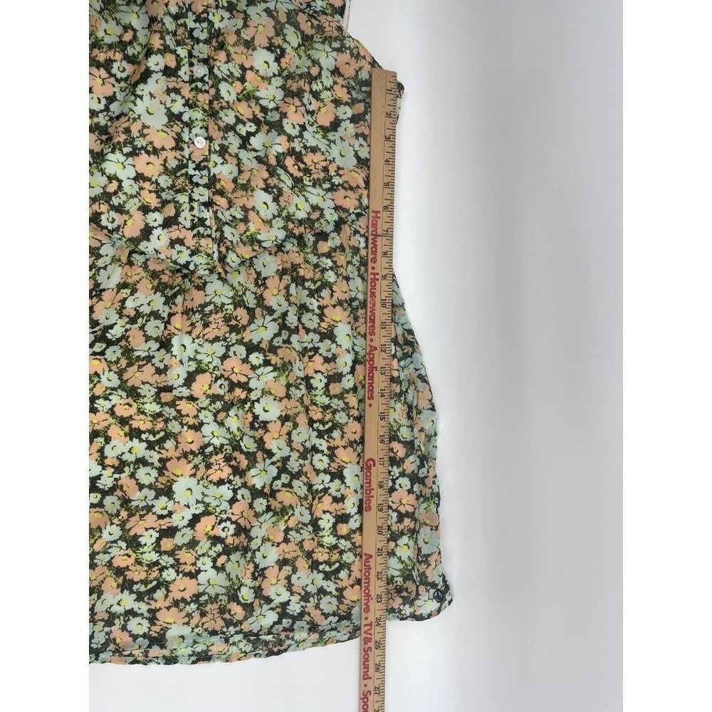 Volcom Mini Dress Womens Small Green Floral Sleeveless Cottagecore Pastel Artsy - Picture 6 of 10
